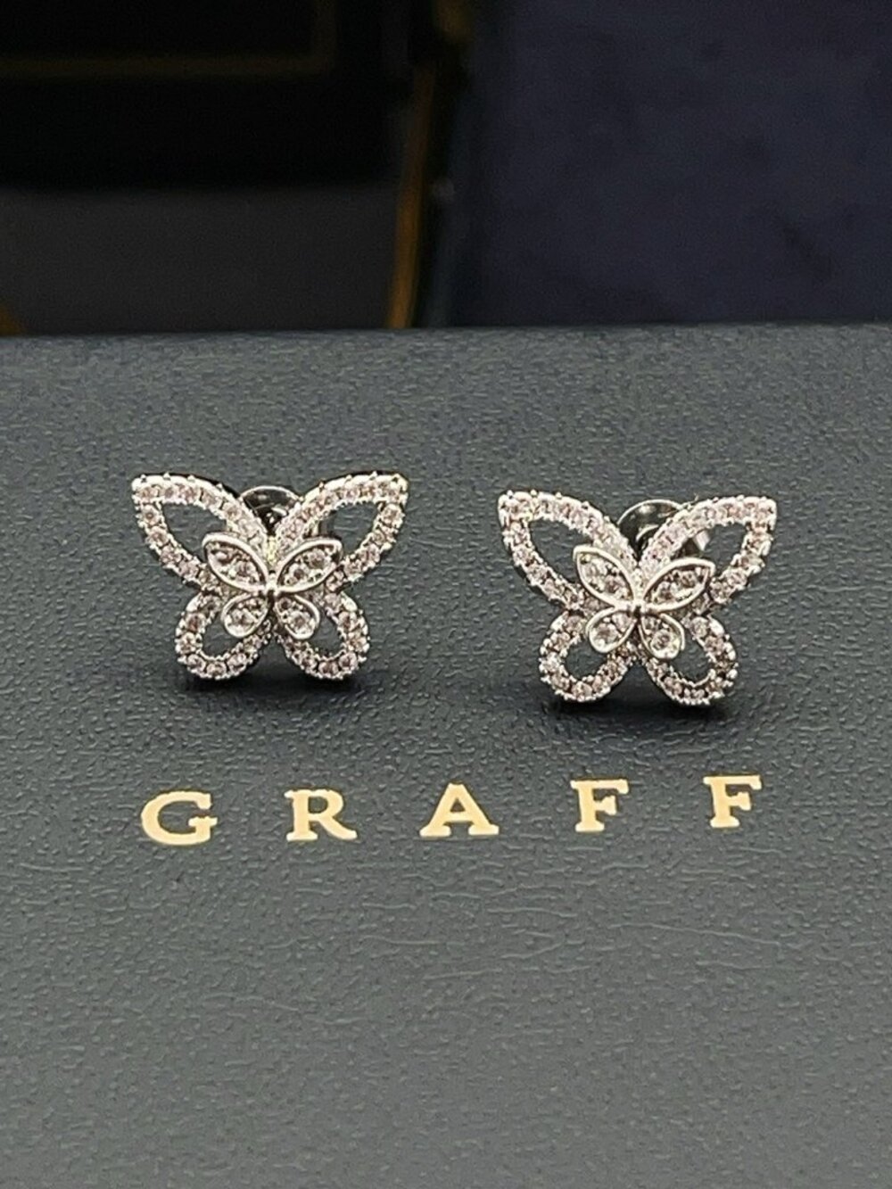 GRAFF Silver Diamond-set Openwork Butterfly Earrings